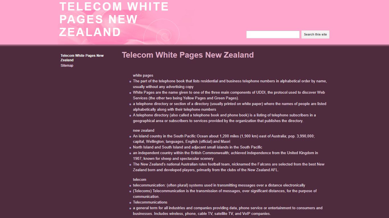 TELECOM WHITE PAGES NEW ZEALAND - Google